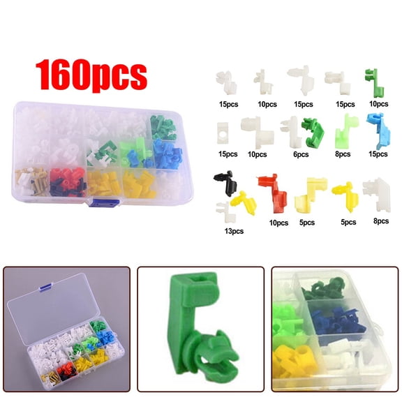160Pcs Car Boxed Plastic Door Lock Rod Clip Fasteners Mixed Wire Retainer Rivet Fasteners Retainers Car Wire Clip Car Supplies