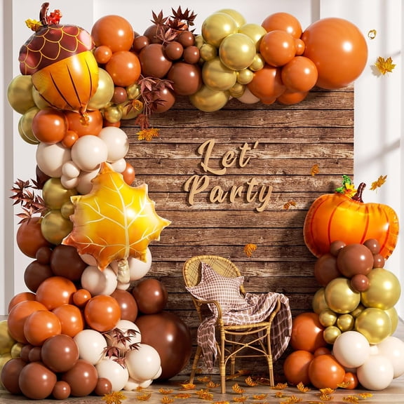 160Pcs Fall Balloons Garland Arch Kit - Orange Coffee Brown Gold White Sand Boho Latex Balloon for Autumn Birthday Hello Fall Little Pumpkin Baby Shower ThanksGiving Themed Party Decorations
