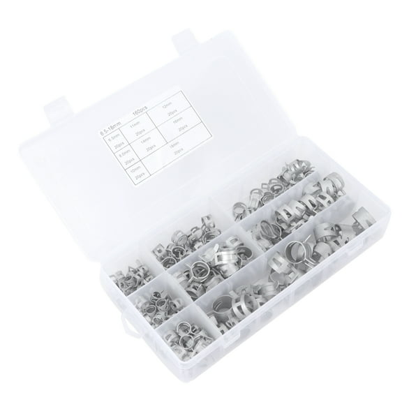 160Pcs Hose Clamps Silver 304 Stainless Steel Spring Clip for Fuel Diesel Petrol Pipe