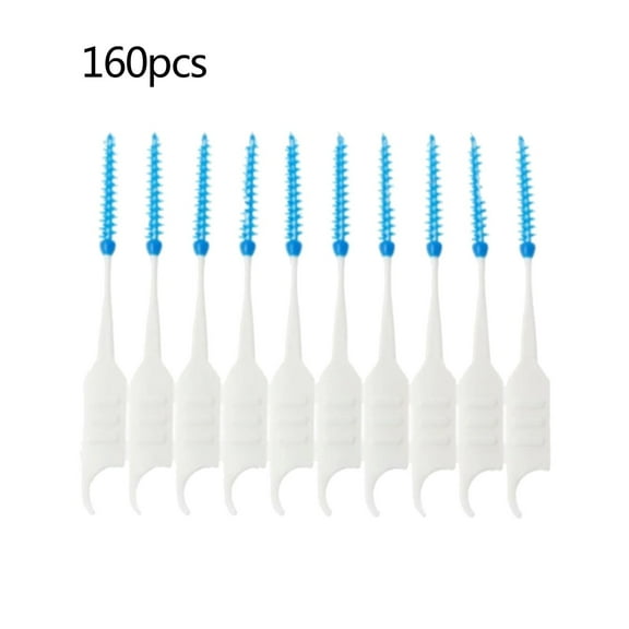 160Pcs Interdental Brush Stick Soft Silicone Double Ended Disposable Toothpick Oral Care Portable Transparent Box