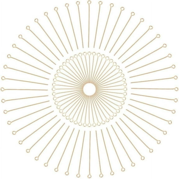 160Pcs Real 18K Gold Plated Brass Open Eye Pin Head Pins Findings Jewelry Making Pin Bendable Long for DIY Charm Beads Earring Bracelet Pendant Crafts Making Accessories 45/30mm
