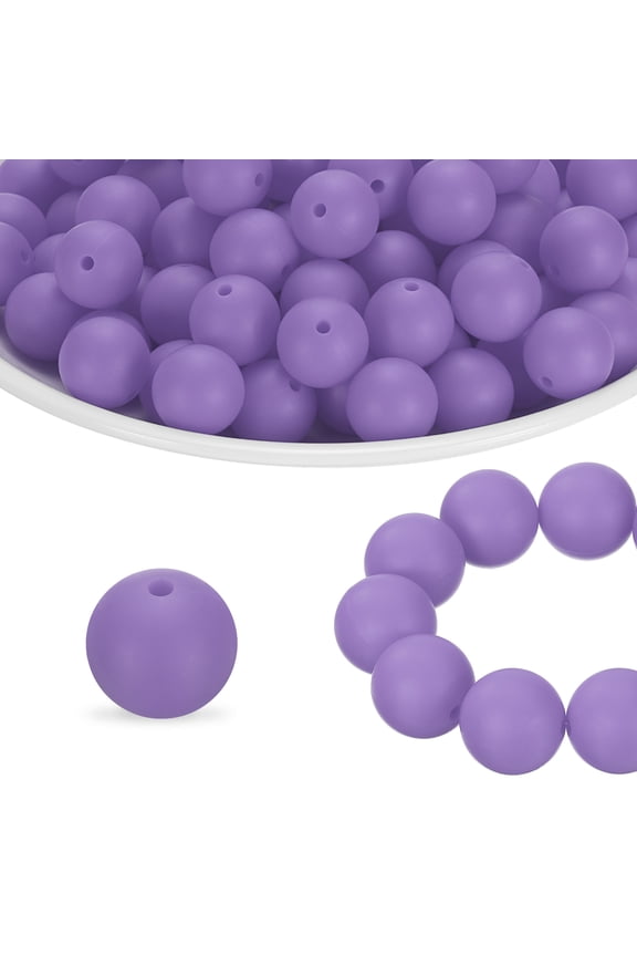 160Pcs Silicone Beads 12mm Round Rubber Focal Beads Bulk for Pens Keychain Bracelet Necklace DIY Crafts Making, Dark Purple