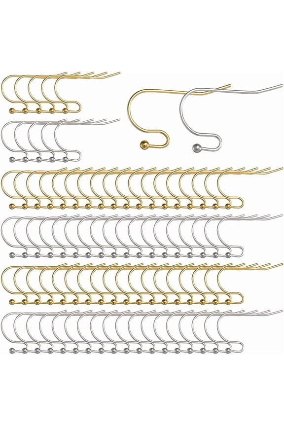 160Pcs Stainless Steel Earring Hooks Real 18K Gold Plated Fish Hook Earring Wires Hypoallergenic Ear Wires French Hooks Earrings Components Findings