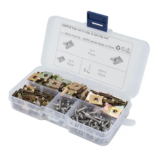 160Pcs U Nuts Self Tapping Screws Spire U Clips Fit For Car Body Interior Panels