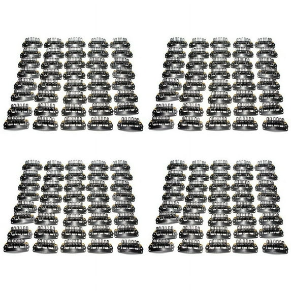160Pcs U-Shaped Clamp for Hair Extensions Wig Clips DIY Comb Black Frame