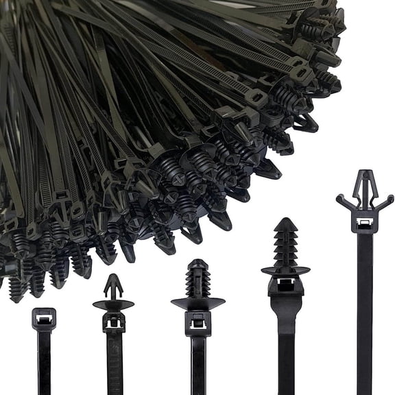 160Pcs Universal Push Mount Cable Zip Tie Compatible with Cars Boat Trailer Polaris UTV Side By Side Jeep Wrangler Nylon Self Locking Cable Strap for Engine Bay Wire Harness Restraint Ties