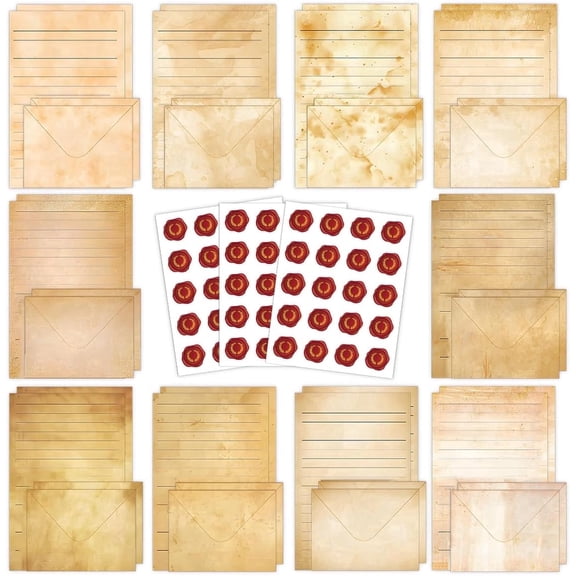 160Pcs Vintage Stationery Set – Letter Writing Paper & Envelopes Kit, 50 Sheets 50 Envelopes 60 Stickers, 5.5x8.25in, Invitations & Gift Use