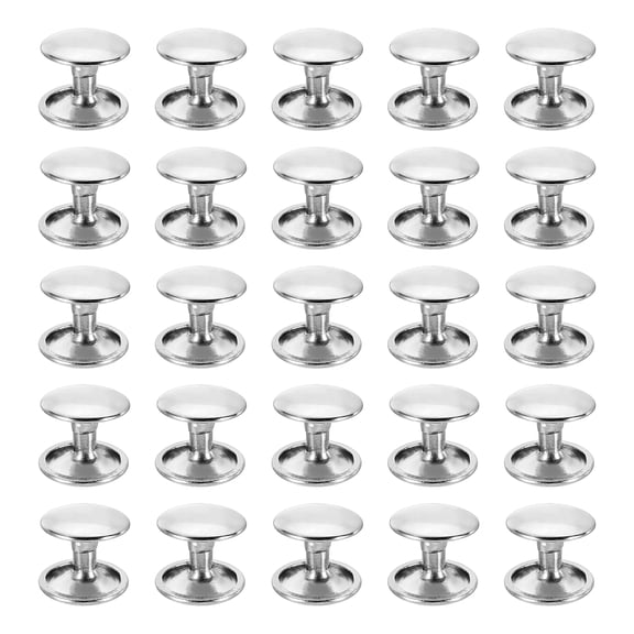 160Sets 12 x 12 mm Carbon Steel Double Cap Rivet Leather Rivets, Silver