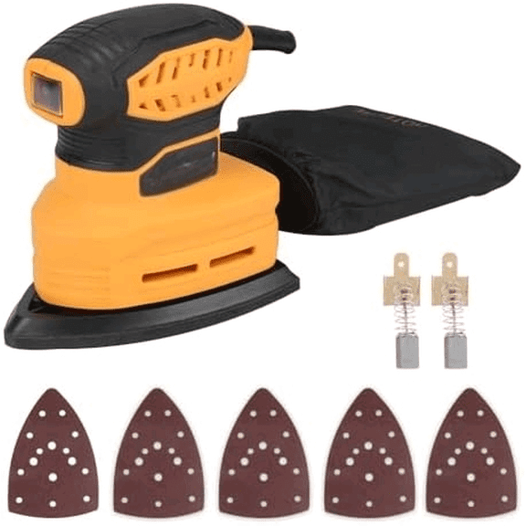 160W Mouse Sander, 140 * 140 * 80mm Triangular Sander with 13000rpm, Self-Dust Collection, Yellow, Color Box Packaging$$Tools & Hardware Other