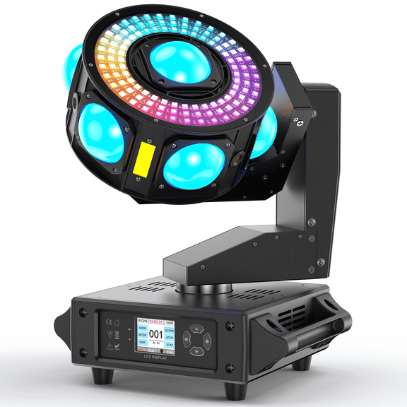 Wondnuga 160W RGBW Moving Head Beam Light with DMX512 & Sound Control, 540° Rotation for Stage/Club
