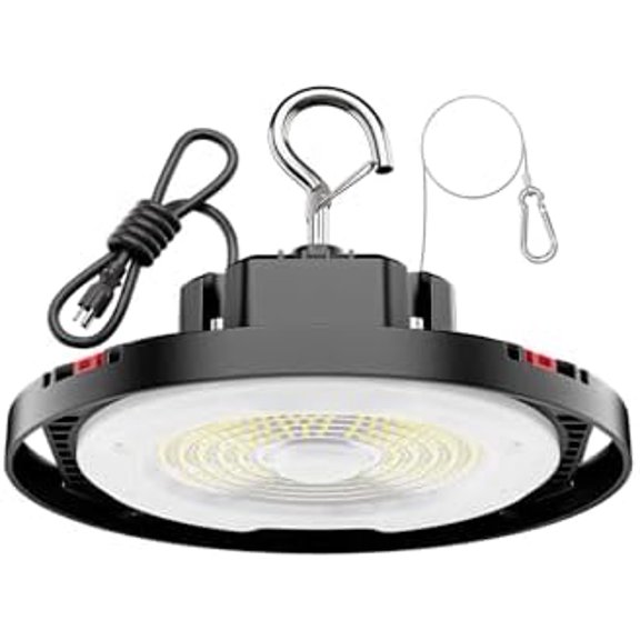 160W UFO LED High Bay Light, 24000LM Shop Lights, 5000K Daylight, IP65 Waterproof Commercial Lighting for Warehouse, Workshop, ETL Listed with 6' Cable & Safety Rope, 700W MH/HPS Equivalent, 1 Pack