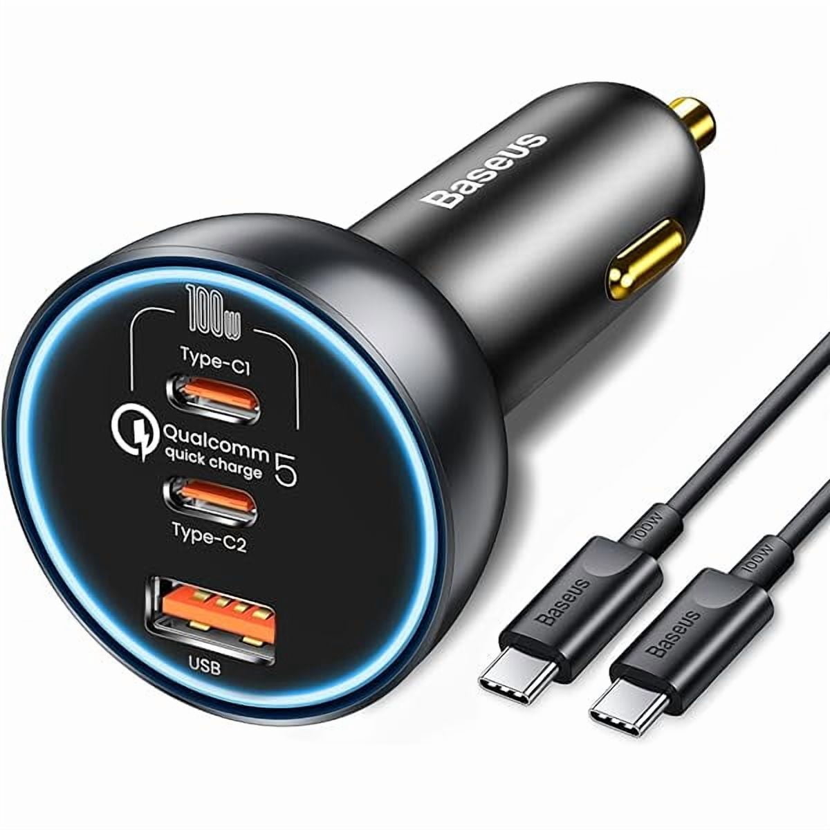 160W USB C Car Charger, Baseus Type C Car Charger, QC5.0 PD3.0 PPS 3 Ports Super Fast Charging Car Phone Charger Adapter for iPhone 15 14 13 Pro, Samsung S22 iPad MacBook Pro