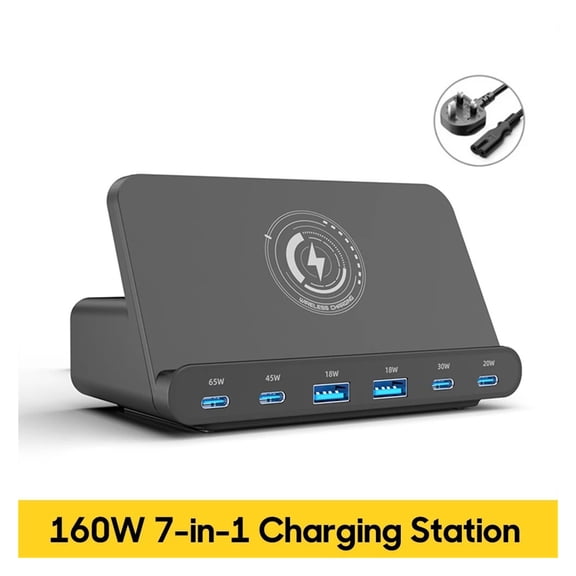 160W USB Charging Station Wireless Charging 65W PD PPS 45W GaN Charger Quick Charger For Laptop Tablet
