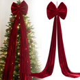 thumbnail image 1 of 160cm Giant Red Velvet Christmas Bow - Oversized Red Bow for Christmas Tree, Wreath & Garland, Luxury Velvet Red Ribbon for Indoor & Outdoor Holiday Decor, 1 of 9