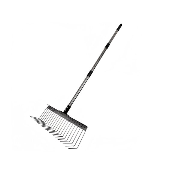 160cm Stainless Steel Yard Tool, 21-Tine Garden Implement for Debris Collection and Soil Maintenance