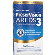 PreserVision AREDS3 Eye Vitamins with Additional 8 B-Vitamin Complex, 3-in-1 Macular Supplement, 160 Softgels
