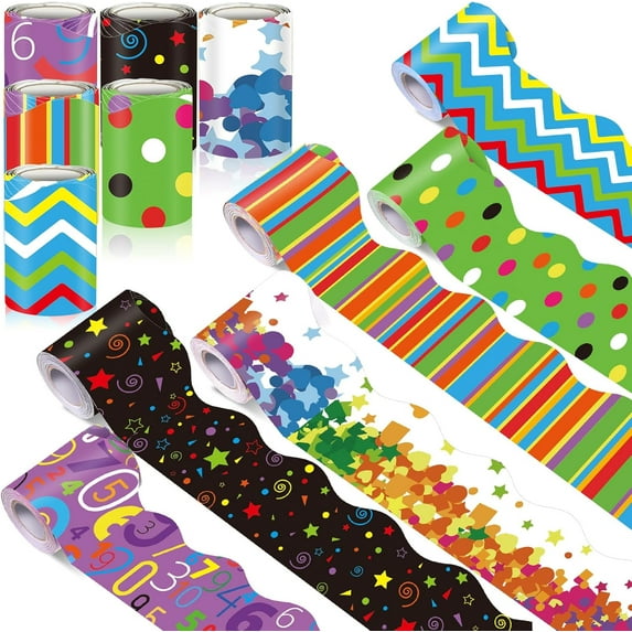 160ft Geometric Border for Bulletin Board, Math Classroom Decoration, 6 Rolls Green Confetti Dots Bulletin Board Border Rolls for Back to School Chalkboard Whiteboard Poster Decor