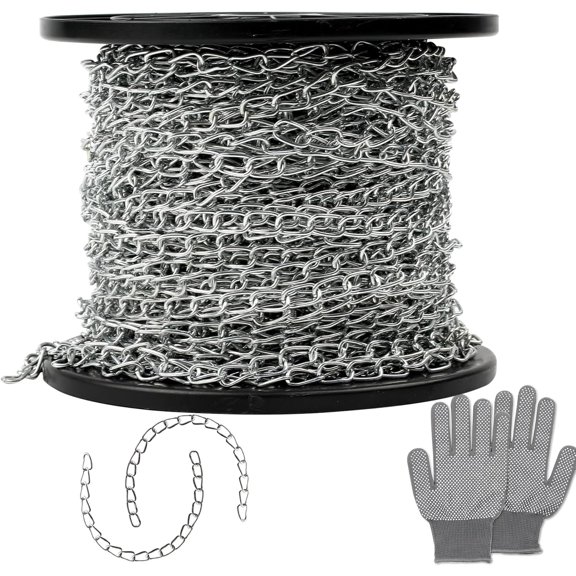 160ft Jack Chain for , Galvanized Steel Small Chain for Baskets, Pictures, Bird Feeders, , Lights with Extra Gloves