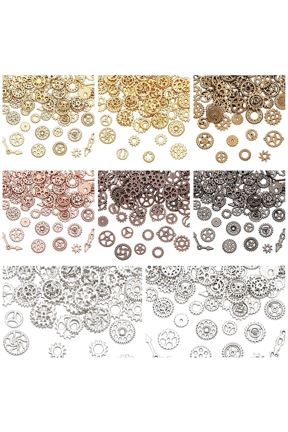 160g 7~18mm Long Steampunk Gears Charms 8-Color Small Wheel Gear Resin Fillers Alloy Mixed Gears Pendants for Resin Crafting Jewelry Making and Decorations Multi-color