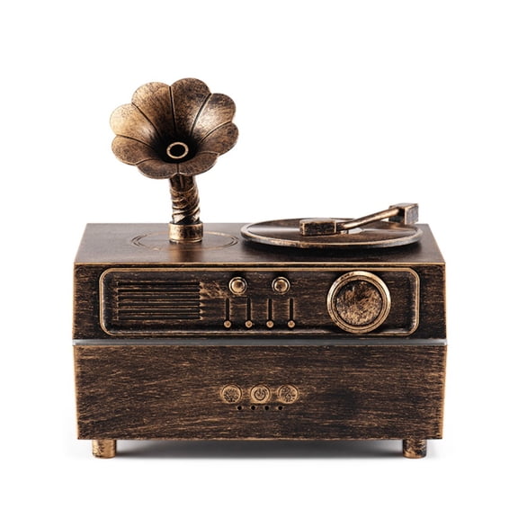 160mL Retro Gramophone Essential Oil Diffuser With Bluetooth Speaker, USB Ultrasonic Diffuser & Cool Mist Humidifier, Color LED Light, 1H / 2H/ 3H Timer Remote Control For Home Bedroom