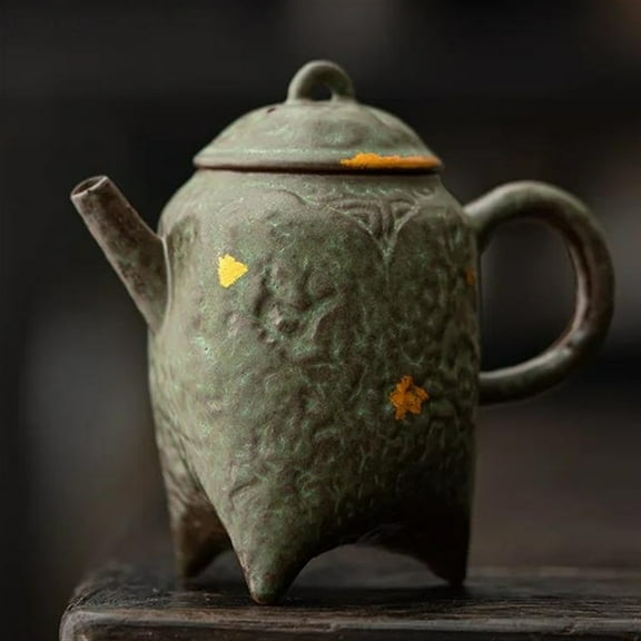 160ml High Grade Bronze Glaze Teapot Aesthetic Old Rock Mud Pot Tea Maker Kettle With Filter Kung Fu Tea Teaware Decoration Gift