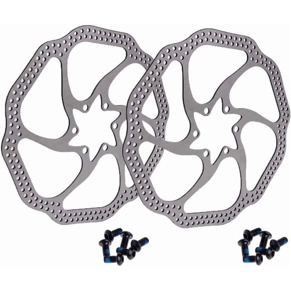 160mm Disc Brake Rotor with 6 Bolts Stainless Steel Bicycle Rotors Fit for Road Bike, Mountain Bike, MTB, BMX (Stainless Steel, 2pcs)
