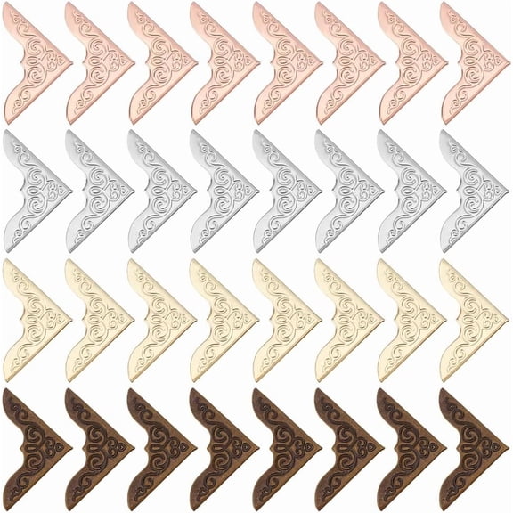 160pcs 4 Colors Metal Book Corner Protector Corner Protectors Guard Edge Cover Vintage Book Scrapbooking Protector for DIY Journals Paperbacks Jewelry Boxes Album Photo Angle Book