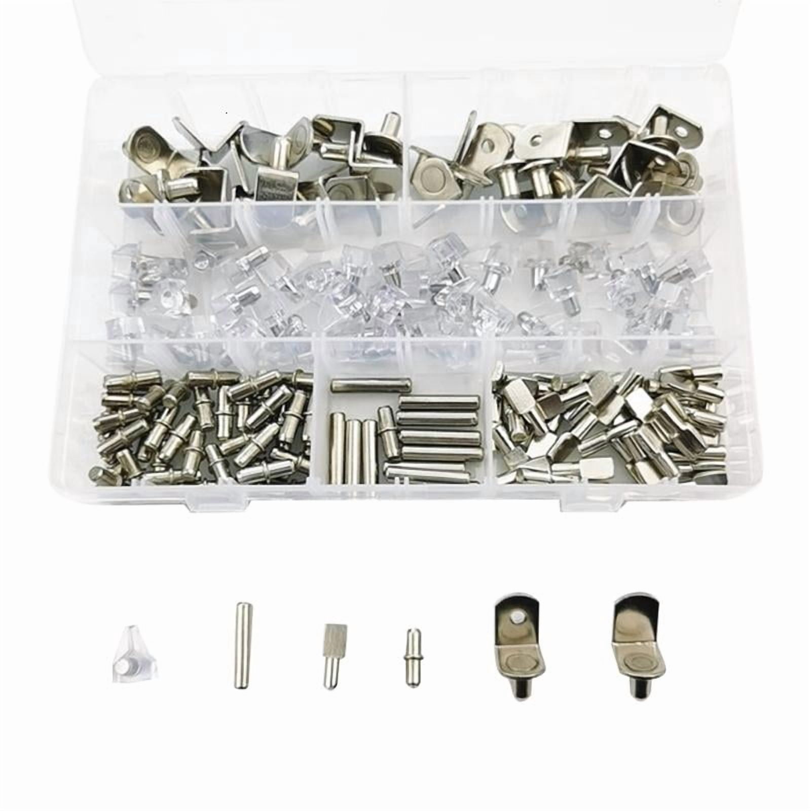 160pcs 6 Styles Cabinet Shelf Support Bracket Pegs Assortment Kit Furniture Bookcase Pins Clips Holder Hardware Tools for Shelf Holes on Cabinets