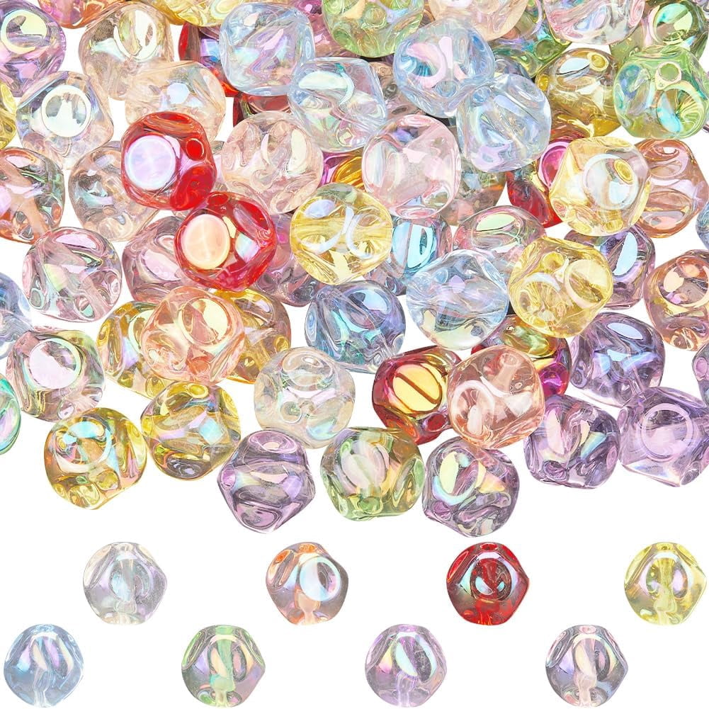 160pcs 8 Color Acrylic Round Faceted Beads Transparent Bulk 16mm UV ...