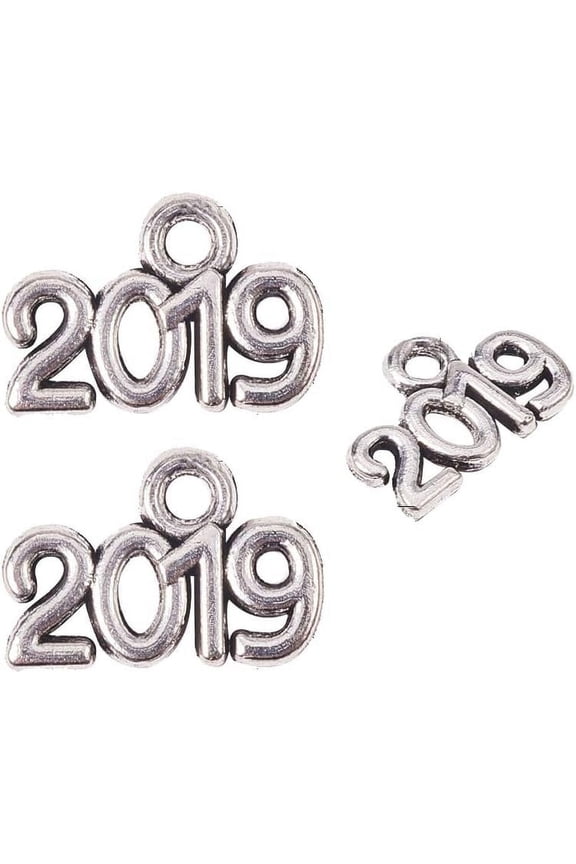 160pcs Antique Silver Tibetan Alloy Number 2019 Message Charms Pendant Beads Charms for DIY Bracelet Necklace Jewelry Making