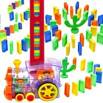 160pcs Dominos Train Blocks Set,Domino Train Toy with Lights & Sounds,Blocks Domino Set Building and Stacking Toy for Boys and Girls,Automatic Blocks Laying Toy Train Set Gift for 3-12 Years Old Kids