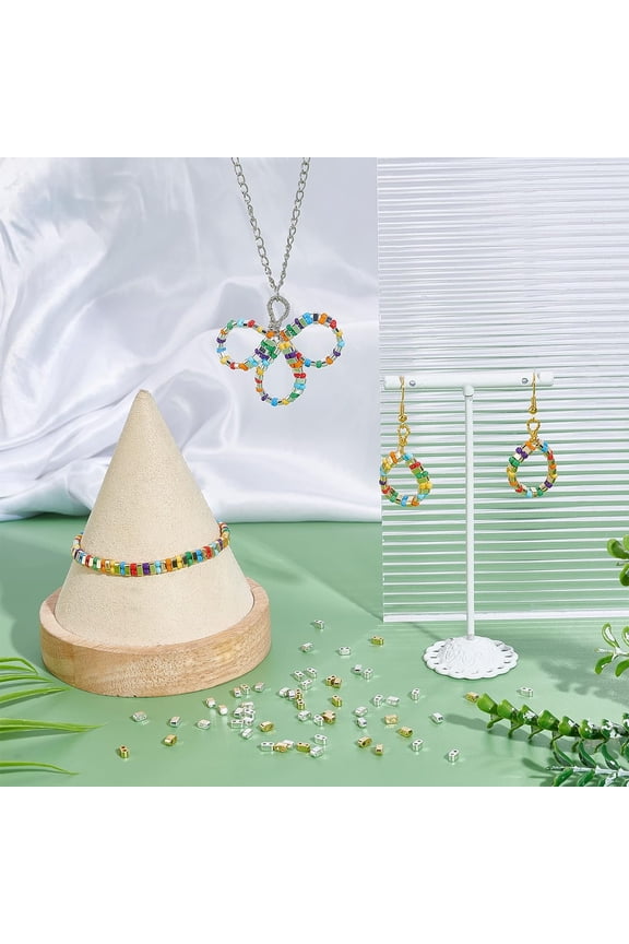 160pcs Half Beads 24K Gold 925 Sterling Silver Plated Beads 2-Hole Beads Multi-Strand Connector Metallic Hematite Bead for Cord Bracelet Necklace Jewelry Making