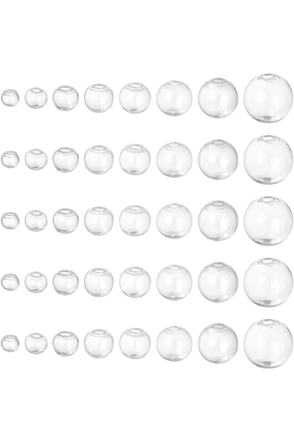 160pcs Mini Glass Globe 8 Size Glass Ball Bottles Orbs Ball Wish Glass Ball Glass Spheres UV Planet Crystal Craft Ball