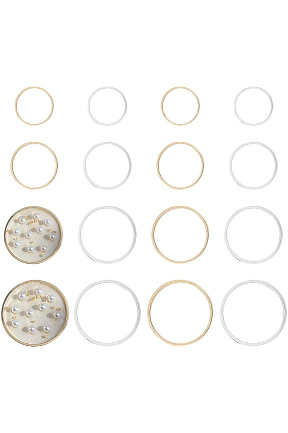 160pcs Round Hollow Frame Pendant 4 Size Brass Open Bezel Frame Charms Circle Brass Rings for Earrings Making and UV Resin Crafts - Golden & Silver