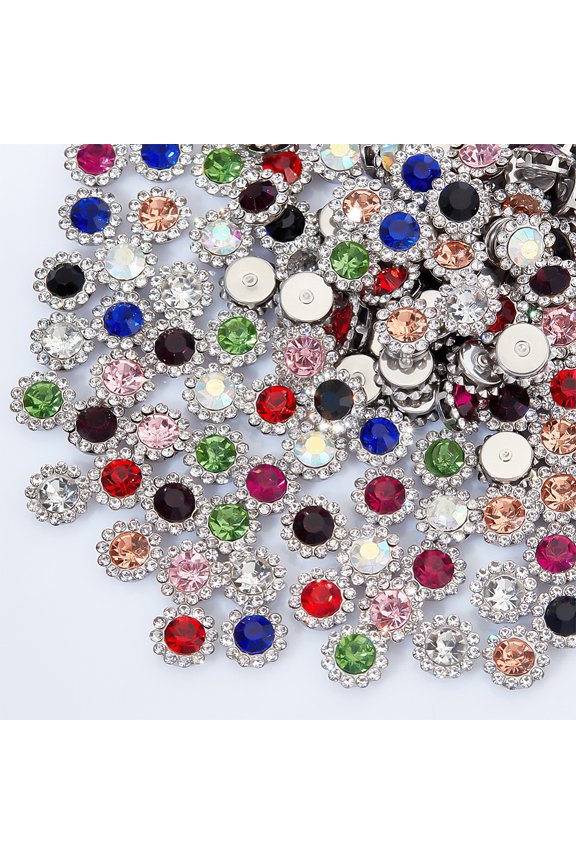 160pcs Sew On Rhinestone Tiny Sewing Flatback Charms Beads Buttons for Crafts Flower Glass Rhinestone for Garments Accessories DIY Jewelry Making
