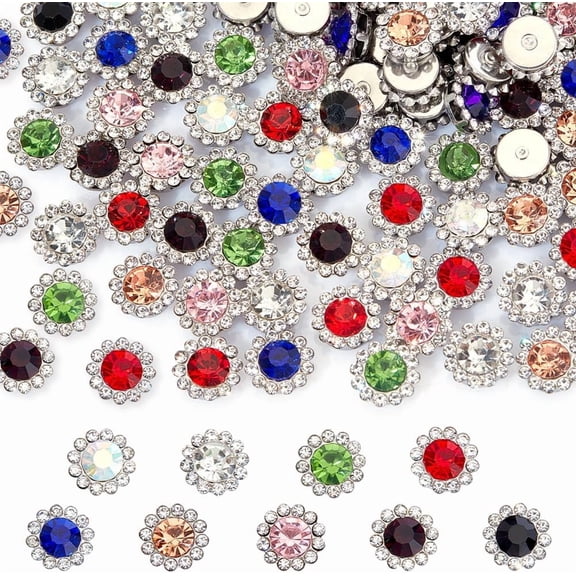 160pcs Sew On Rhinestone Tiny Sewing Flatback Charms Beads Buttons for Crafts Flower Glass Rhinestone for Garments Accessories DIY Jewelry Making