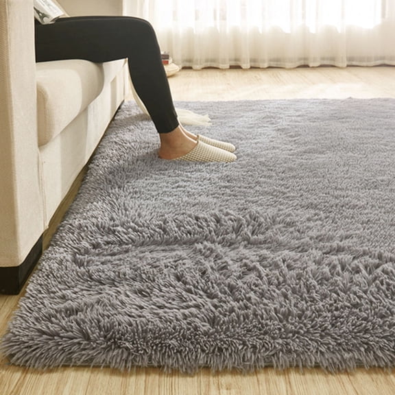 160x230cm Modern Soft Fluffy Floor Rug Anti-skid Shag Shaggy Area Rug Home Bedroom Dining Room Carpet Child Play Mat Yoga Mat Color: Light Gray