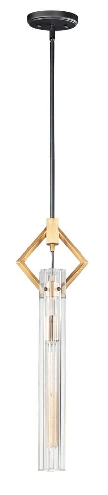 Black and Antique Brass Mini Pendant with Clear Glass Shade