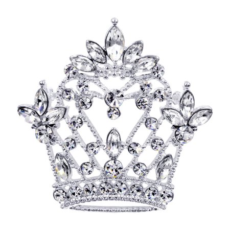 #16131 - Navette Topped Heart Crown Pin