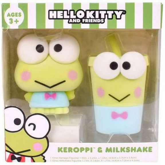 1616 Holdings Inc Hello Kitty & Friends Keroppi & Milkshake Flocked Figurine, Set of 2
