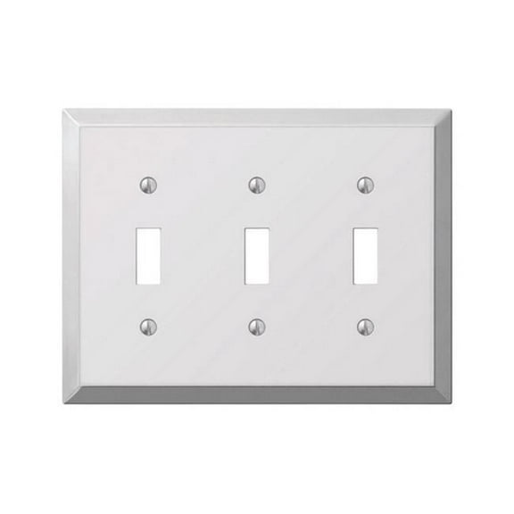 161TTT 3 Toggle Polished Chrome Wall Plate Stamped Steel
