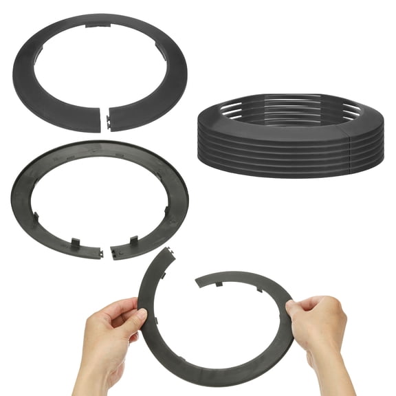 161mm Plumbing Cover Plates, 9 PCS Wall Split Flange Pipe Cover Decoration Escutcheon Plate Collar Flange Water Pipe Cover Decoration PP Plastic for Wall Pipe Tube Hole, Black