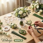 Boutonniere Making Kit for Wedding, 161pcs Wrist Corsage Supplies with Floral Wire, Tape, Pliers, and Pins for DIY Flower Bouquet Arrangement