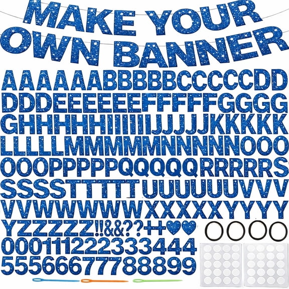 Unbranded Glitter Royal Blue Letter Banner Kit with Alphabet Letters, Numbers and Symbols, 162 Pieces