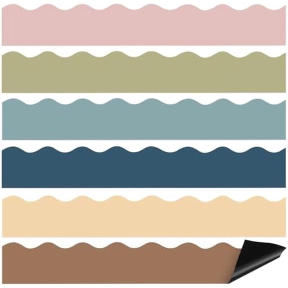 162 Pcs Magnetic Bulletin Board Borders for Classroom Bulletin Boarder Trim for Whiteboard Decorations Scalloped Trim Colorful Office Home Use Spring Summer Decor(Boho Color)