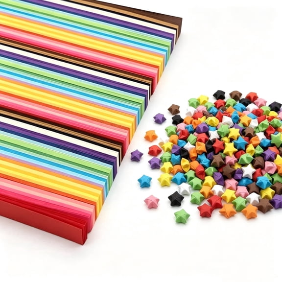 1620 PCS Star Origami Paper Strips - 27 Assorted Solid Colors for DIY Handcrafts & Decoration