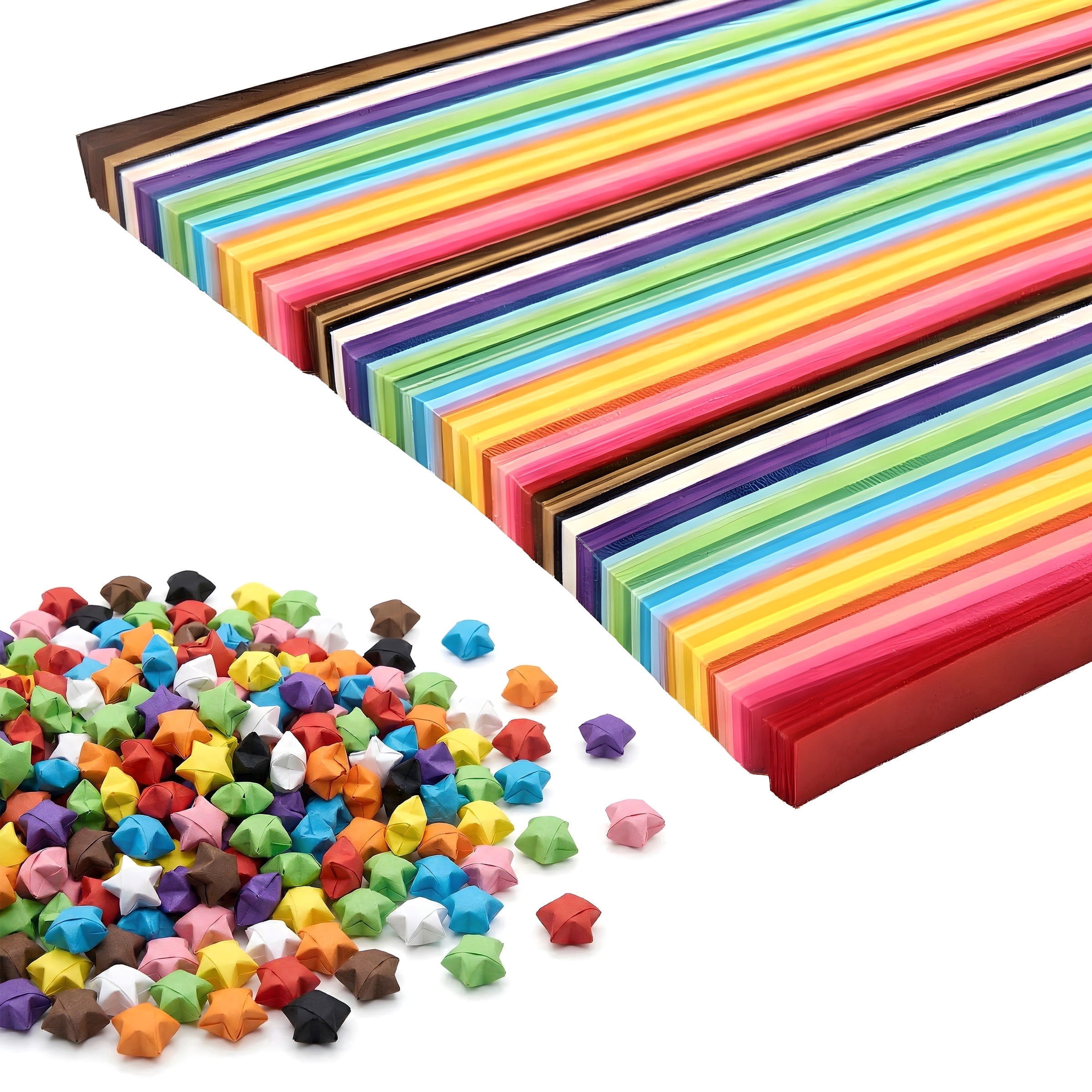 1620 PCS Star Origami Paper Strips - 27 Assorted Solid Colors for DIY Handcrafts & Decoration
