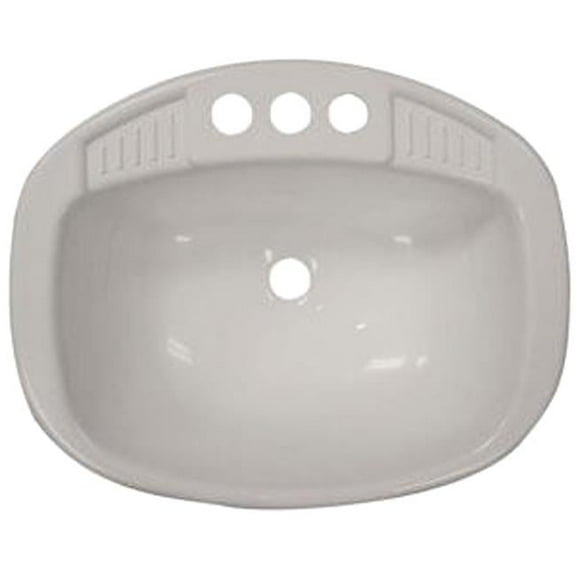 16270PWA 17 x 20 in. Poly Oval Lavatory Single RV Bathroom Sink, White