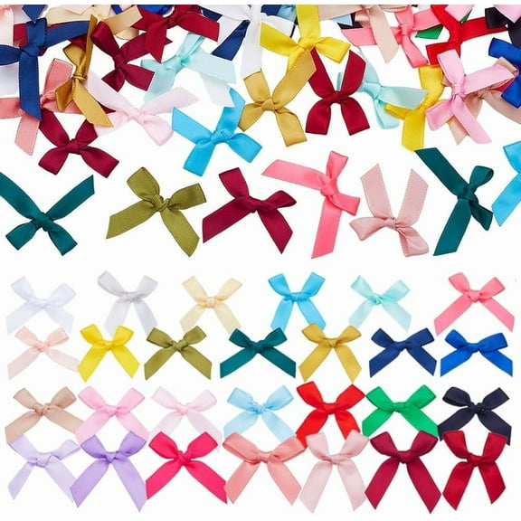 162pcs 27 colors Handmade Polyester Costume Accessories Bowknot Mixed Color 40x35~40mm 6pcs/color