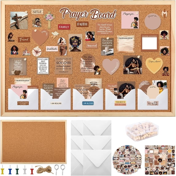 No Prying Sticker 163 Pcs Black Women Prayer Board Kit Brown Prayer Board Supplies ...
